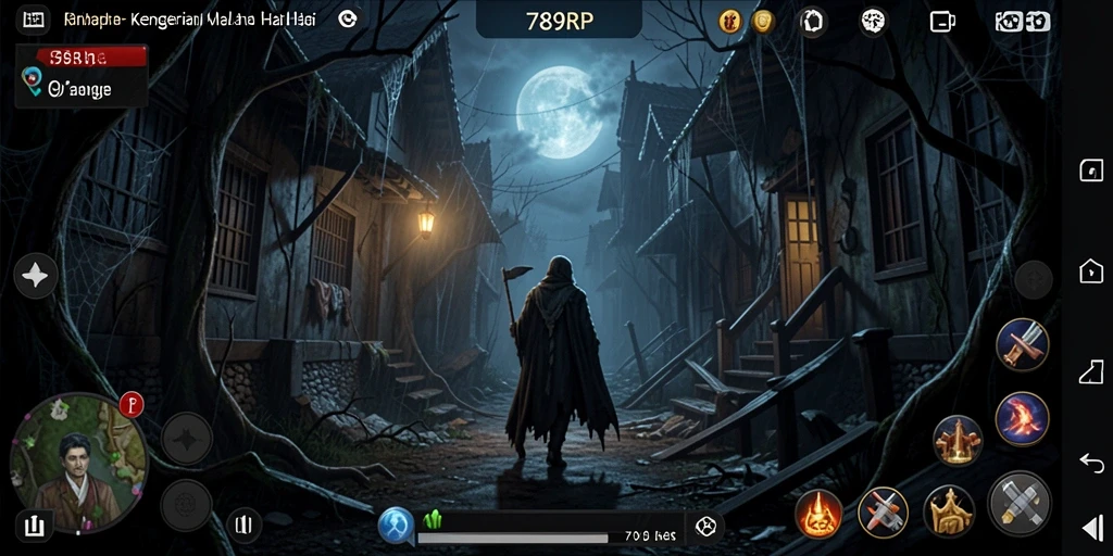 Tangkapan layar utama 789RP menampilkan adegan seram dan gameplay yang menegangkan.