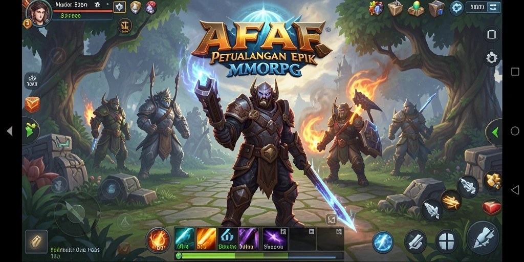 Tampilan gameplay AFAF menunjukkan pertempuran epik antara pemain dan monster.