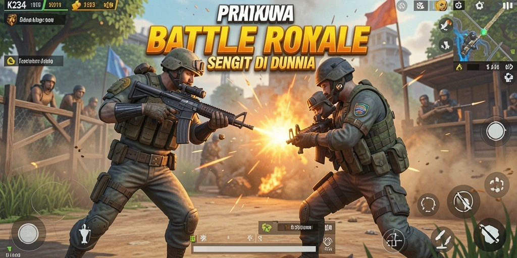 Tampilan screenshot K234 menampilkan aksi pertempuran seru di arena Battle Royale.