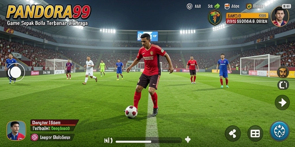 Tampilan gameplay PANDORA99 dengan aksi sepak bola yang seru.