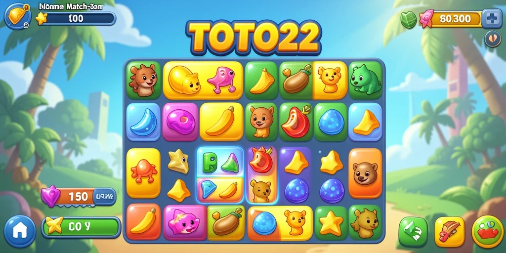Tampilan menarik dari gameplay Match-3 TOTO22 yang seru.